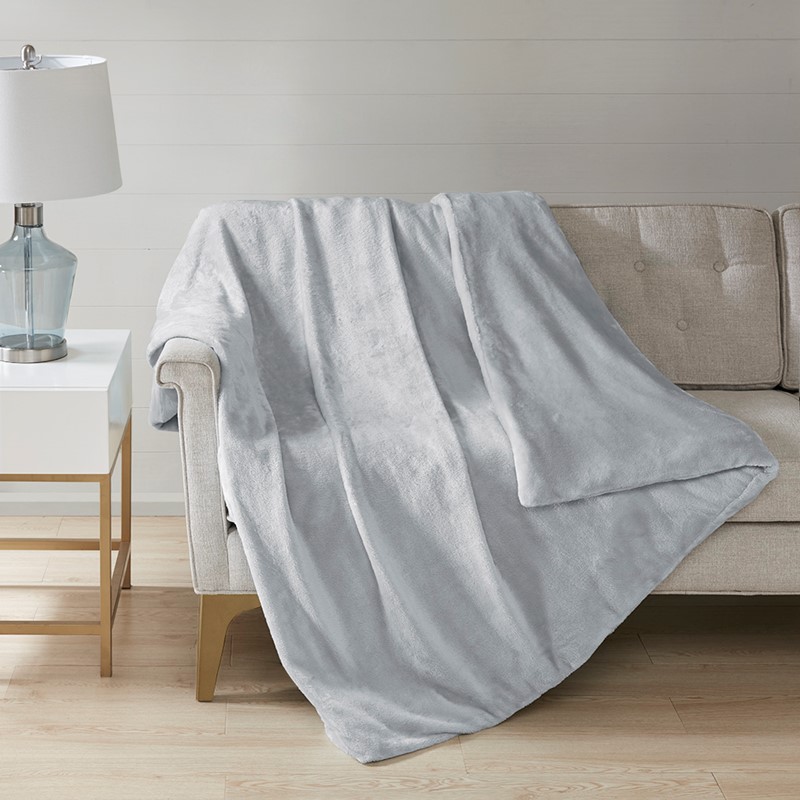 Sleep Philosophy Plush Solid Weighted Blanket in Grey, 60x70"-25lbs BL51-0920