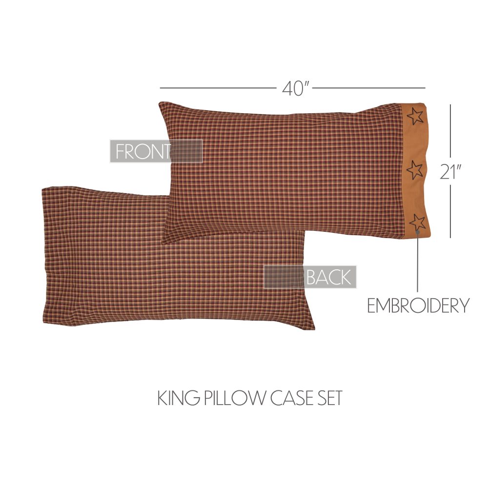 Patriotic Patch King Pillow Case Set of 2 21x40