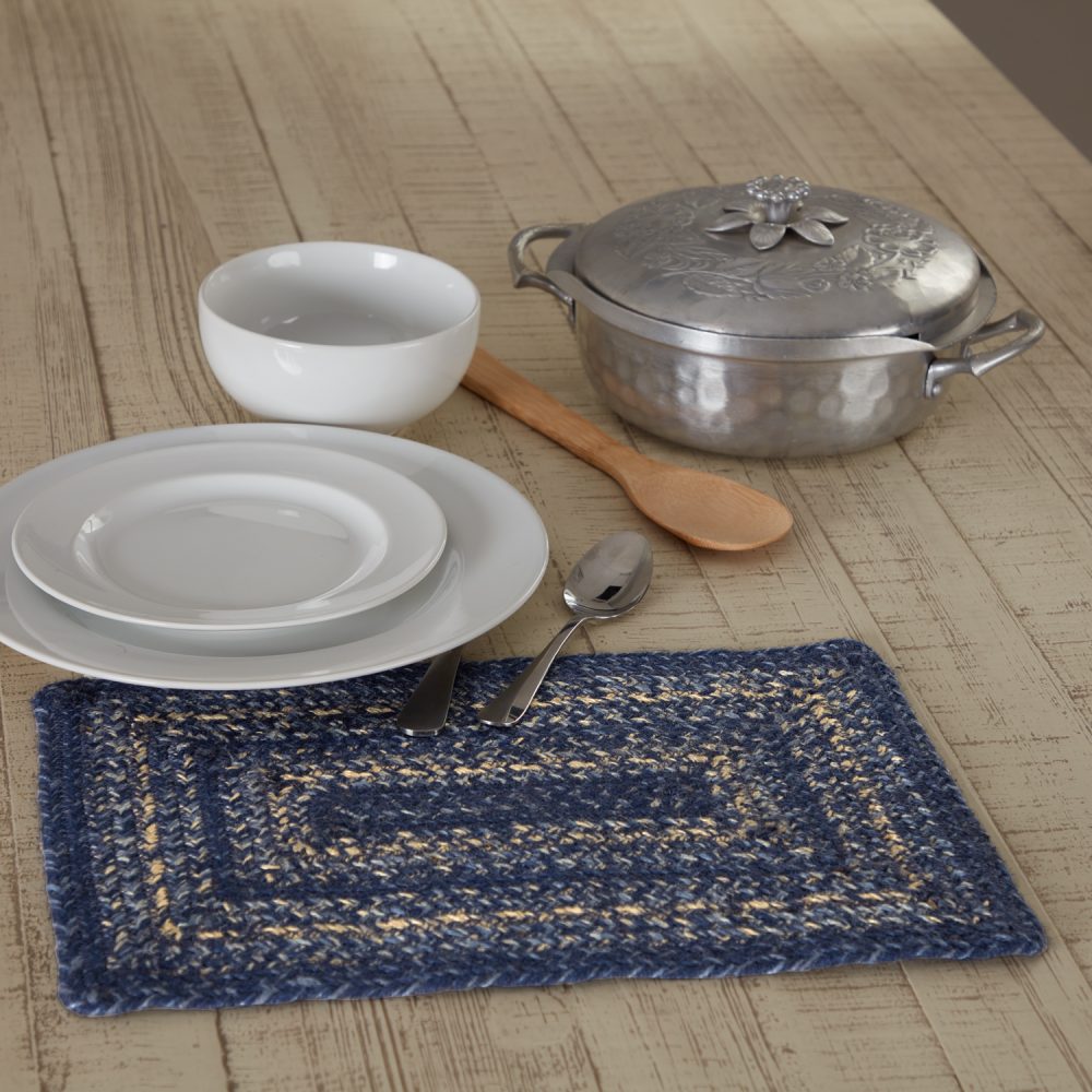 Great Falls Blue Jute Rect Placemat 10x15