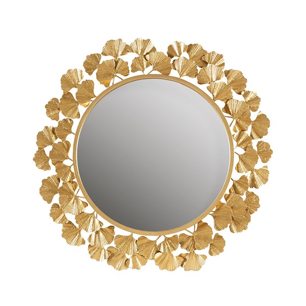 Martha Stewart Eden Gold Gingko Leaf Round Wall Mirror 30.5" in Gold MT160-0021