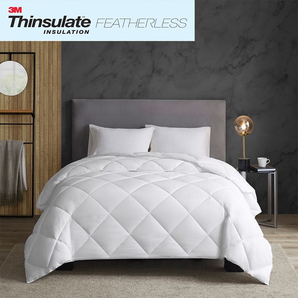 Sleep Philosophy Maximum Warmth Cotton Down Alternative Featherless Comforter in White, King BASI10-0298