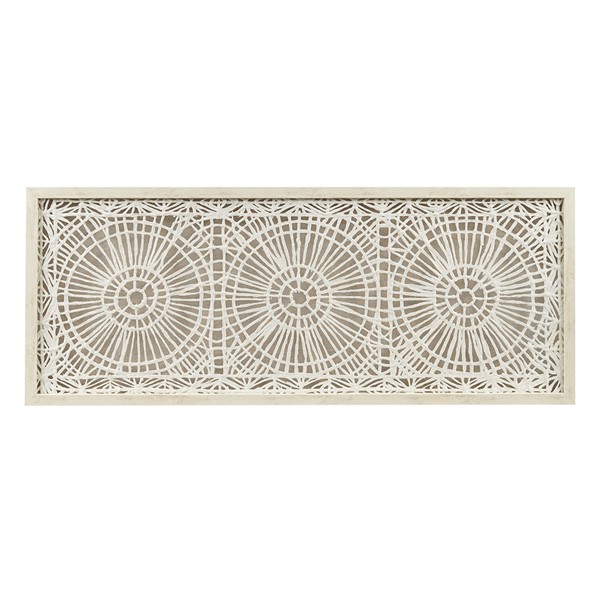 INK+IVY Henna Framed Medallion Rice Paper Shadow Box Wall Decor in Off-White II95B-0152