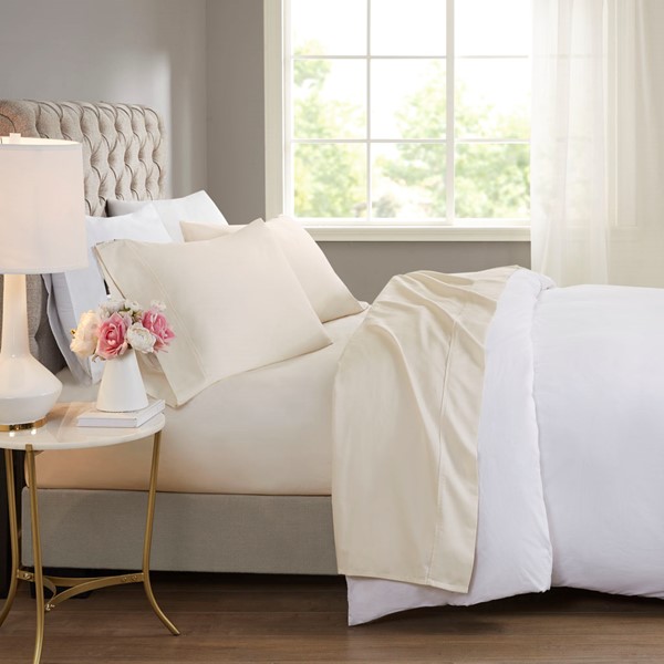 Beautyrest 600 Thread Count Cooling Cotton Blend 4 PC Sheet Set in Ivory, King BR20-0992