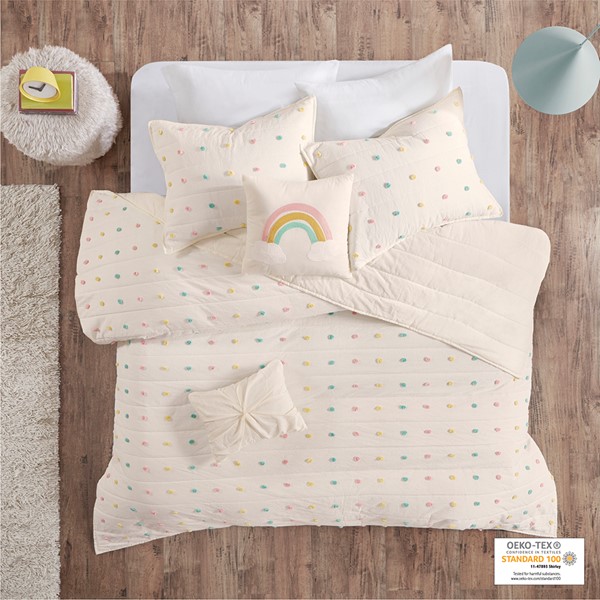 Urban Habitat Kids Callie Pom Pom Cotton Jacquard Quilt Set with Throw Pillows, Twin UHK13-0092