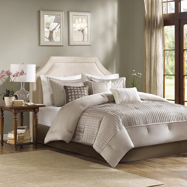 Madison Park Trinity 7 Piece Comforter Set in Taupe, Cal King MP10-933