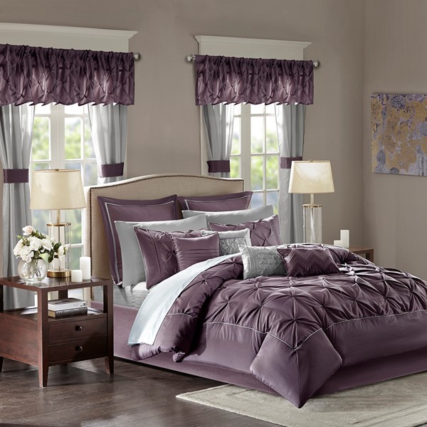 Madison Park Essentials Joella 24 Piece Room in a Bag in Plum, Cal King MPE10-700