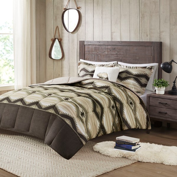Woolrich Emmet Creek Down Alternative Comforter Set with Throw Pillow in Brown, King WR10-3864