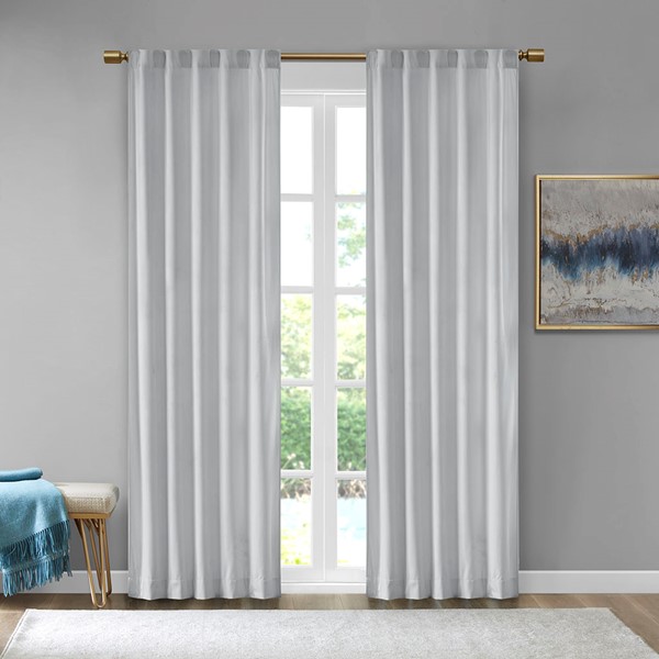 510 Design Colt Room Darkening Poly Velvet Rod Pocket/Back Tab Curtain Panel Pair in Light Grey, 37x84" 5DS40-0155