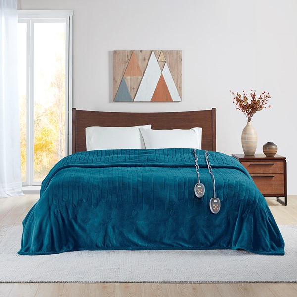 Beautyrest Heated Microlight to Berber Blanket in Teal, Twin BR54-1936