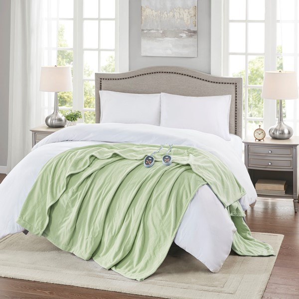 Beautyrest Electric Micro Fleece Heated Blanket in Green, Twin BR54-0187