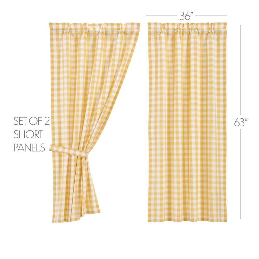 Annie Buffalo Yellow Check Short Panel Set of 2 63x36