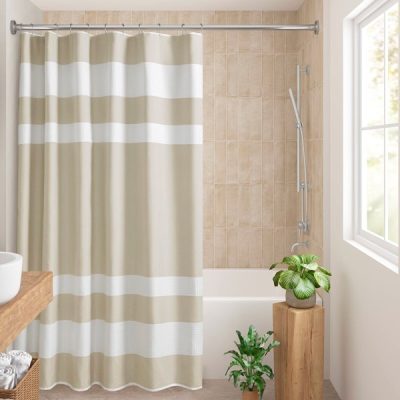 Madison Park Spa Waffle Shower Curtain with 3M Treatment in Taupe, 54x78" MP70-4977