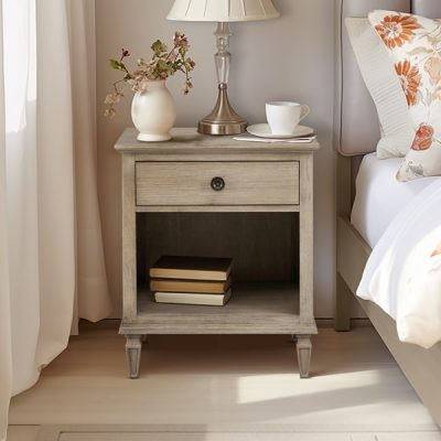 Madison Park Signature Victoria one-drawer wood nightstand with shelf in Light Natural, One Size MPS136-0003