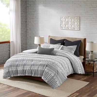 INK+IVY Rhea Cotton Jacquard Comforter Mini Set in Grey/Black, King/Cal King II10-1101