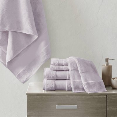 Madison Park Signature Turkish Cotton 6 Piece Bath Towel Set in Lavender, 6-Piece MPS73-475