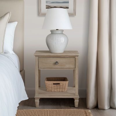 Madison Park Signature Victoria one-drawer wood bedside table with shelf in Light Natural, One Size MPS136-0181