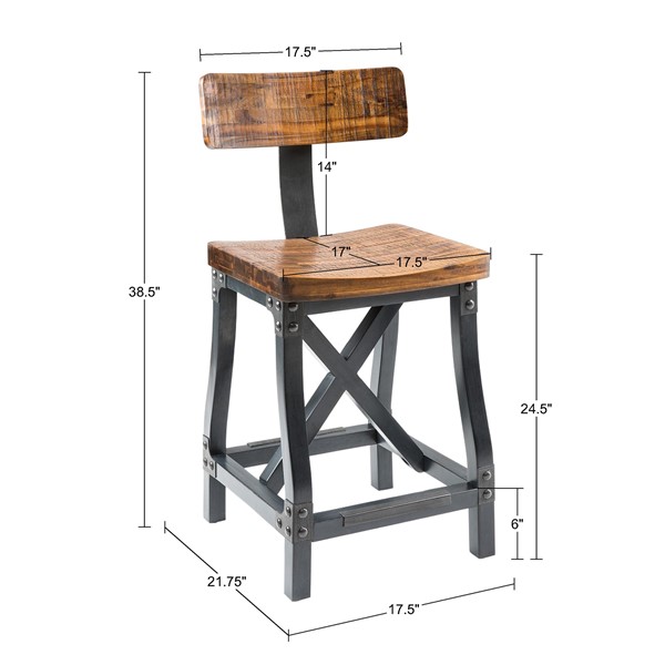 INK+IVY Lancaster Counter Stool with Back in Amber, One Size FPF20-0312 - Image 5
