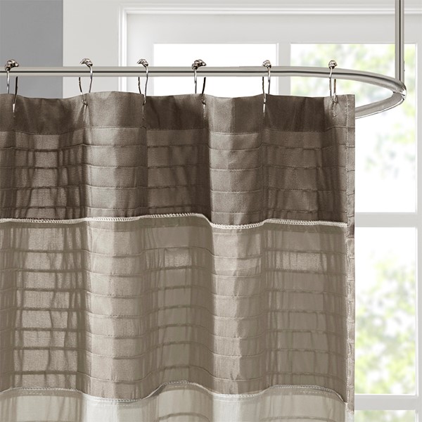 Madison Park Amherst Faux Silk Shower Curtain in Natural, 72x72" MP70-223 - Image 4