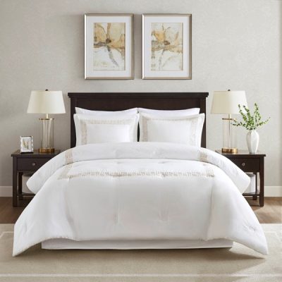 Harbor House Blue Nile 4 Piece Cotton Sateen With Embroidery Oversized Comforter Set, Queen HH10-1870