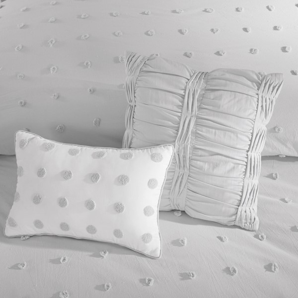 Urban Habitat Brooklyn Cotton Jacquard Duvet Cover Set with Euro Shams and Throw Pillows in Grey, Twin/Twin XL UH12-2162 - Image 3