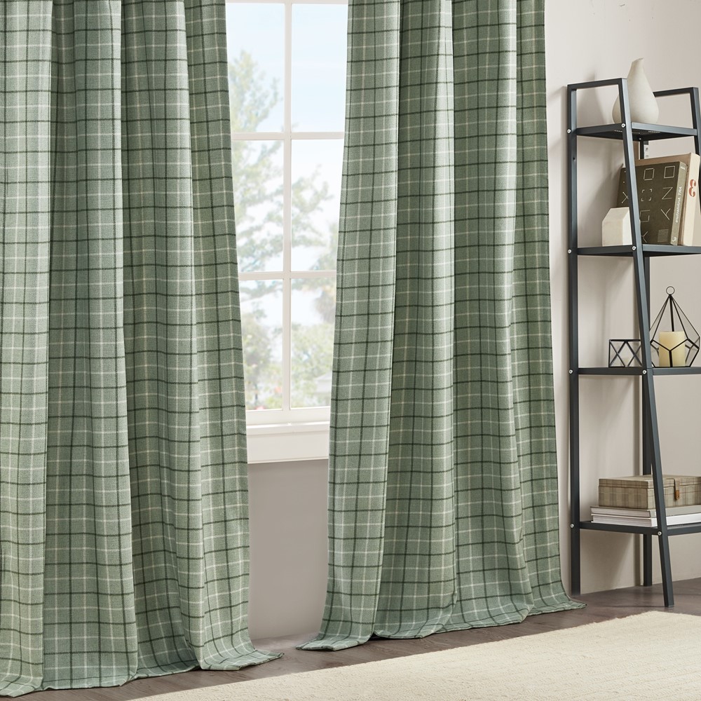 Madison Park Anaheim Plaid Rod Pocket and Back Tab Curtain Panel with Fleece Lining in Green, 50x84" MP40-8295 - Image 3