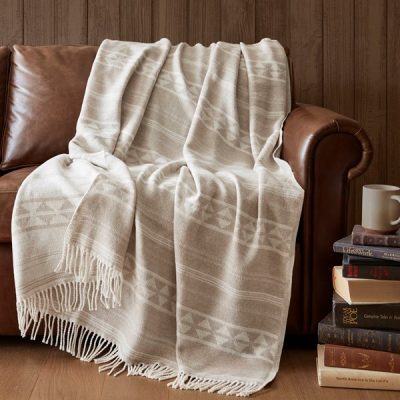 Woolrich Alberta Cotton Blend Throw in Ivory Stripe, 50x60" WR50-4087
