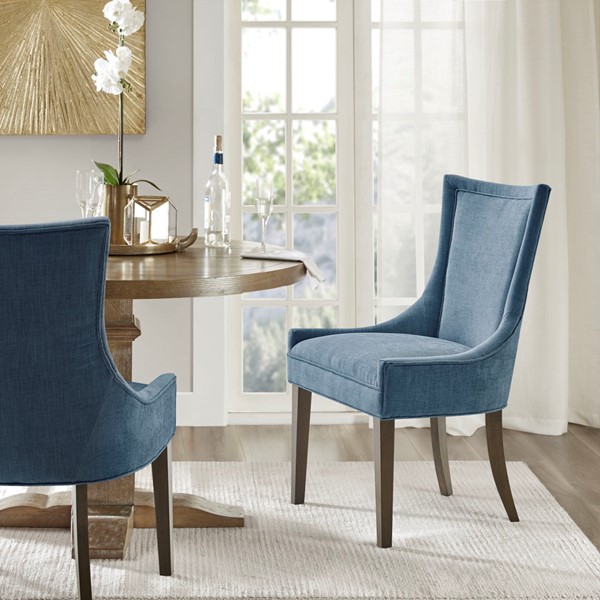 Madison Park Signature Ultra Upholstered Dining Side Chairs with wood legs (Set of 2) in Blue, Set of 2 MPS108-0302 - Image 6