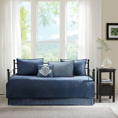Madison Park Quebec 6 Piece Reversible Daybed Cover Set in Navy, Daybed MP13-4971