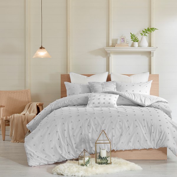 Urban Habitat Brooklyn Cotton Jacquard Comforter Set with Euro Shams and Throw Pillows in Grey, King/Cal King UH10-2161 - Image 2