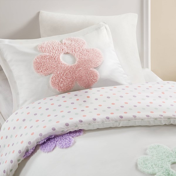 Urban Habitat Kids Gracie Floral Reversible Tufted Chenille Duvet Cover Set in White/Purple, Twin UHK12-0228 - Image 3