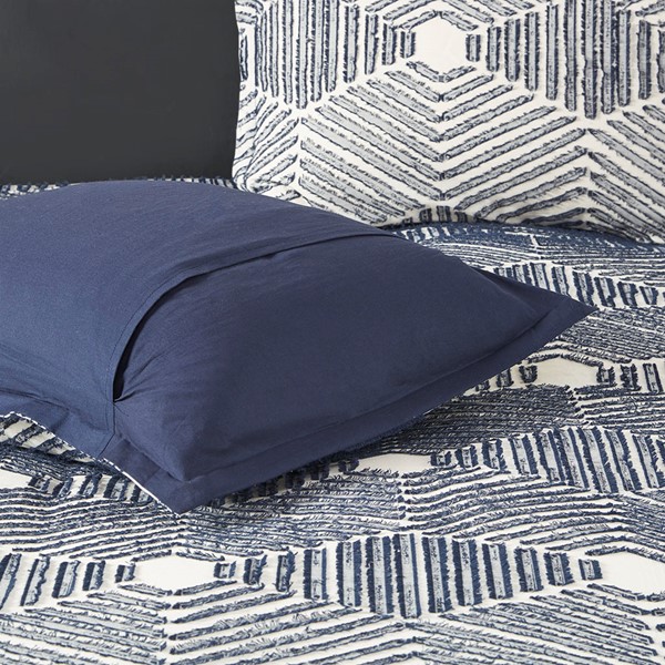 INK+IVY Ellipse Cotton Jacquard Comforter Set in Navy, Full/Queen II10-1069 - Image 2
