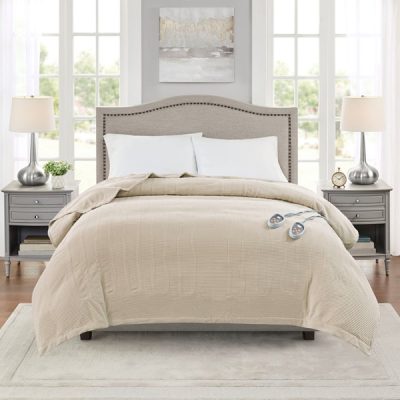 Beautyrest Electric Micro Fleece Heated Blanket in Beige, Queen BR54-0181