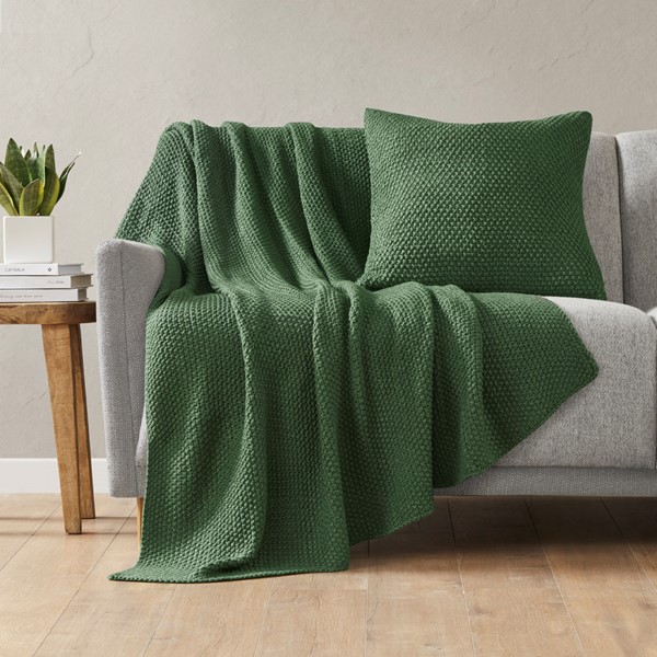 INK+IVY Bree Knit Square Pillow Cover in Green, 20x20" II21-1300 - Image 5