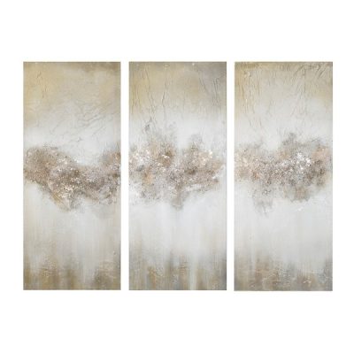 Madison Park Luminous Heavily Embellished 3-piece Canvas Wall Art Set in Taupe, Set of 3 MP95C-0158