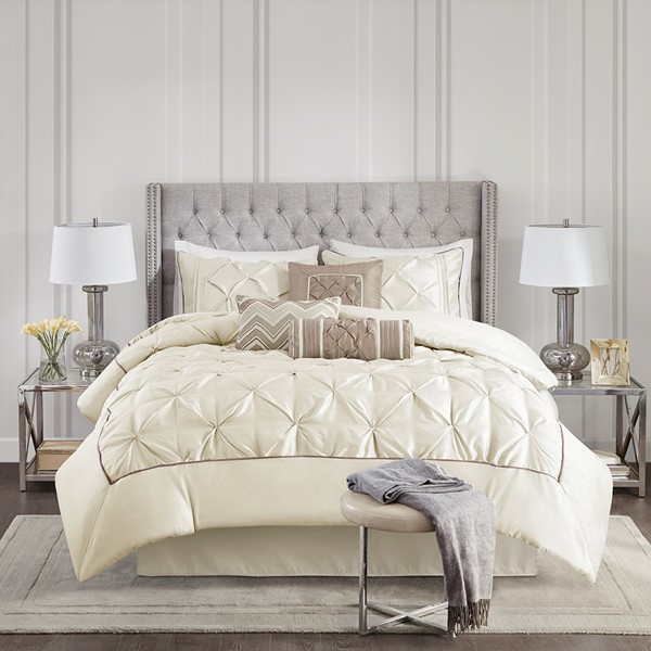Madison Park Laurel 7 Piece Tufted Comforter Set in Ivory, Full MP10-660 - Image 2