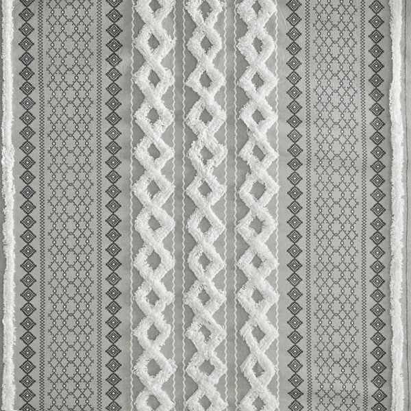 INK+IVY Imani Cotton Printed Shower Curtain with Chenille in Gray, 72x72" II70-1123 - Image 4