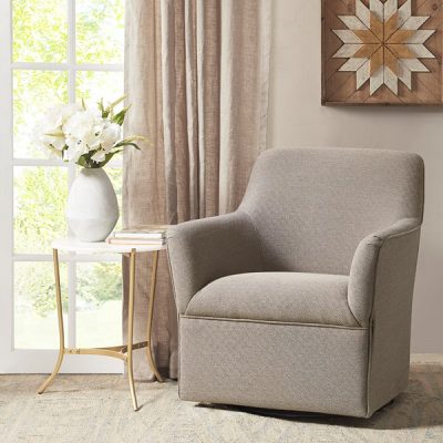 Madison Park Augustine Swivel Glider Chair in Grey/Taupe, One Size MP103-0825