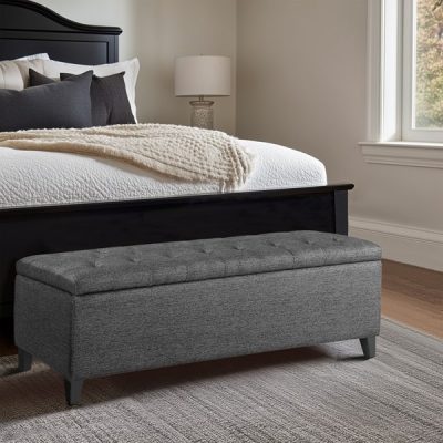 Madison Park Shandra Tufted Top Upholstered Storage Bench in Charcoal, One Size FUR105-0052
