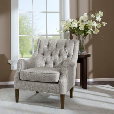Madison Park Qwen Button Tufted Accent Chair in Grey, One Size FPF18-0513
