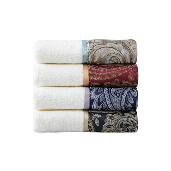 Madison Park Aubrey 6 Piece Jacquard Towel Set in Burgundy, 6-Piece MP73-7450 - Image 4