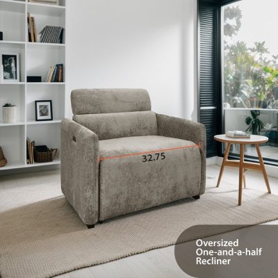 Chapel Hill Ava Power Modern Recliner in Beige, One Size CH103-0001