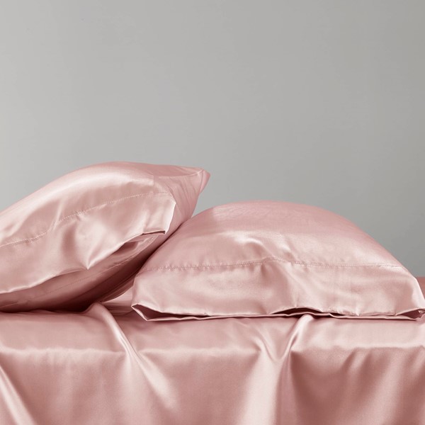 Madison Park Essentials Satin Luxury 2 PC Pillowcases in Blush, King MPE21-991 - Image 5
