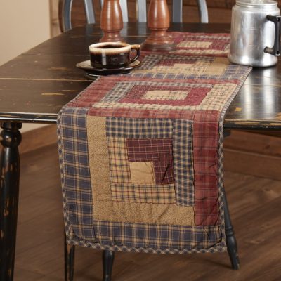 Millsboro Runner Log Cabin Block Quilted 13x48