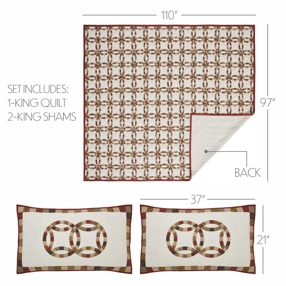 Custom House Wedding Rings King Quilt Set; 1-Quilt 110Wx97L w/2 Shams 21x37 - Image 7