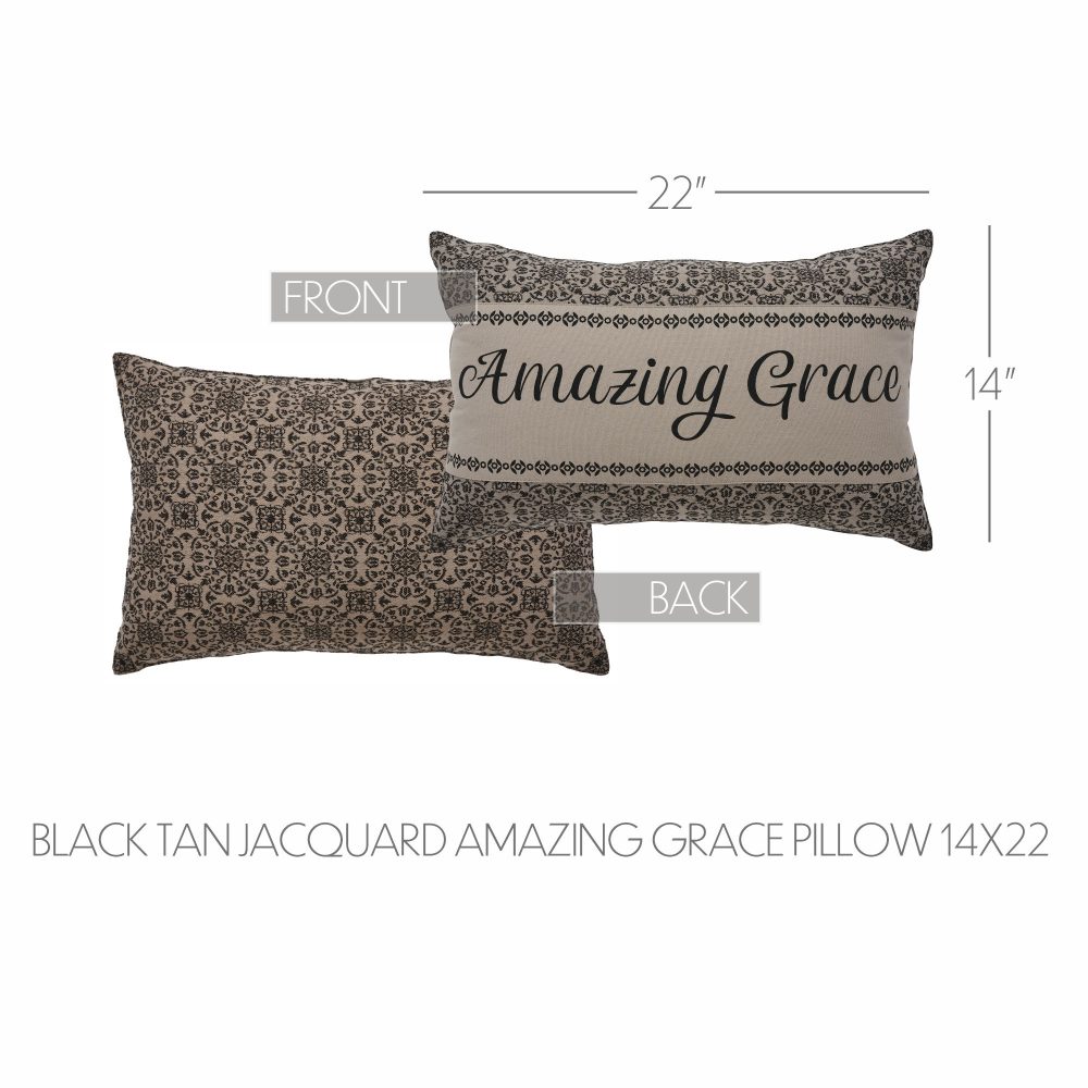 Custom House Black Tan Jacquard Amazing Grace Pillow 14x22 - Image 4