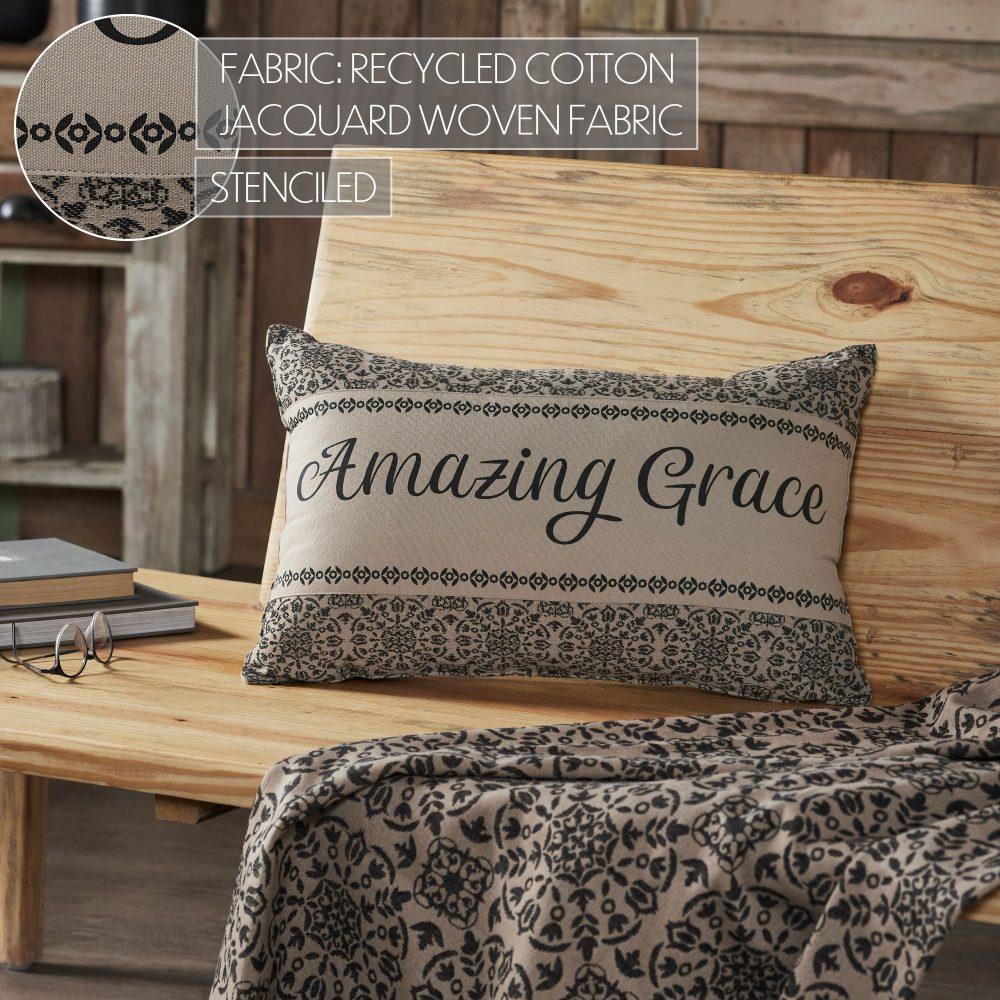 Custom House Black Tan Jacquard Amazing Grace Pillow 14x22 - Image 5