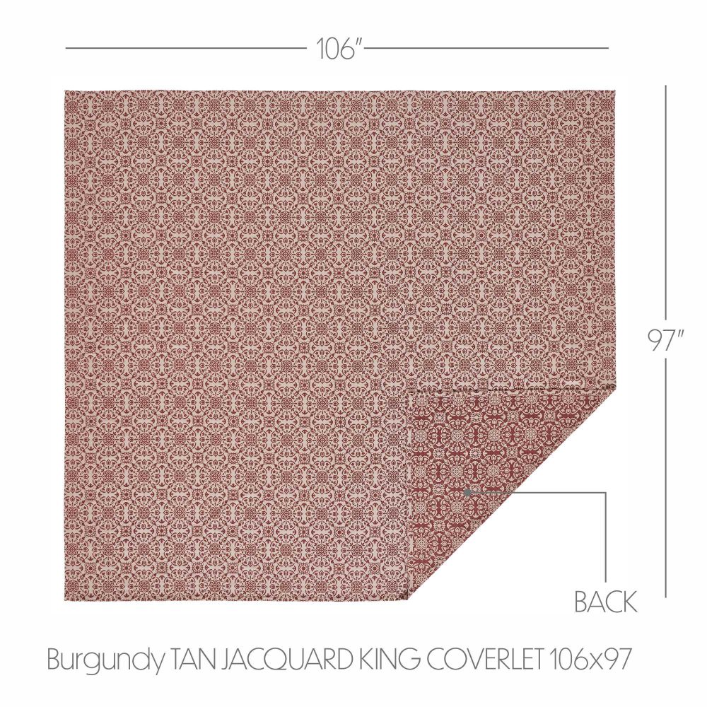 Custom House Burgundy Tan Jacquard King Coverlet 106Wx97L - Image 5