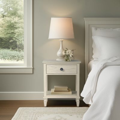 Madison Park Signature Victoria one-drawer wood bedside table with shelf in Antique Cream, One Size MPS136-0311