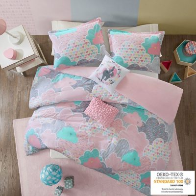 Urban Habitat Kids Cloud Cotton Printed Duvet Cover Set in Pink, Full/Queen UHK12-0055