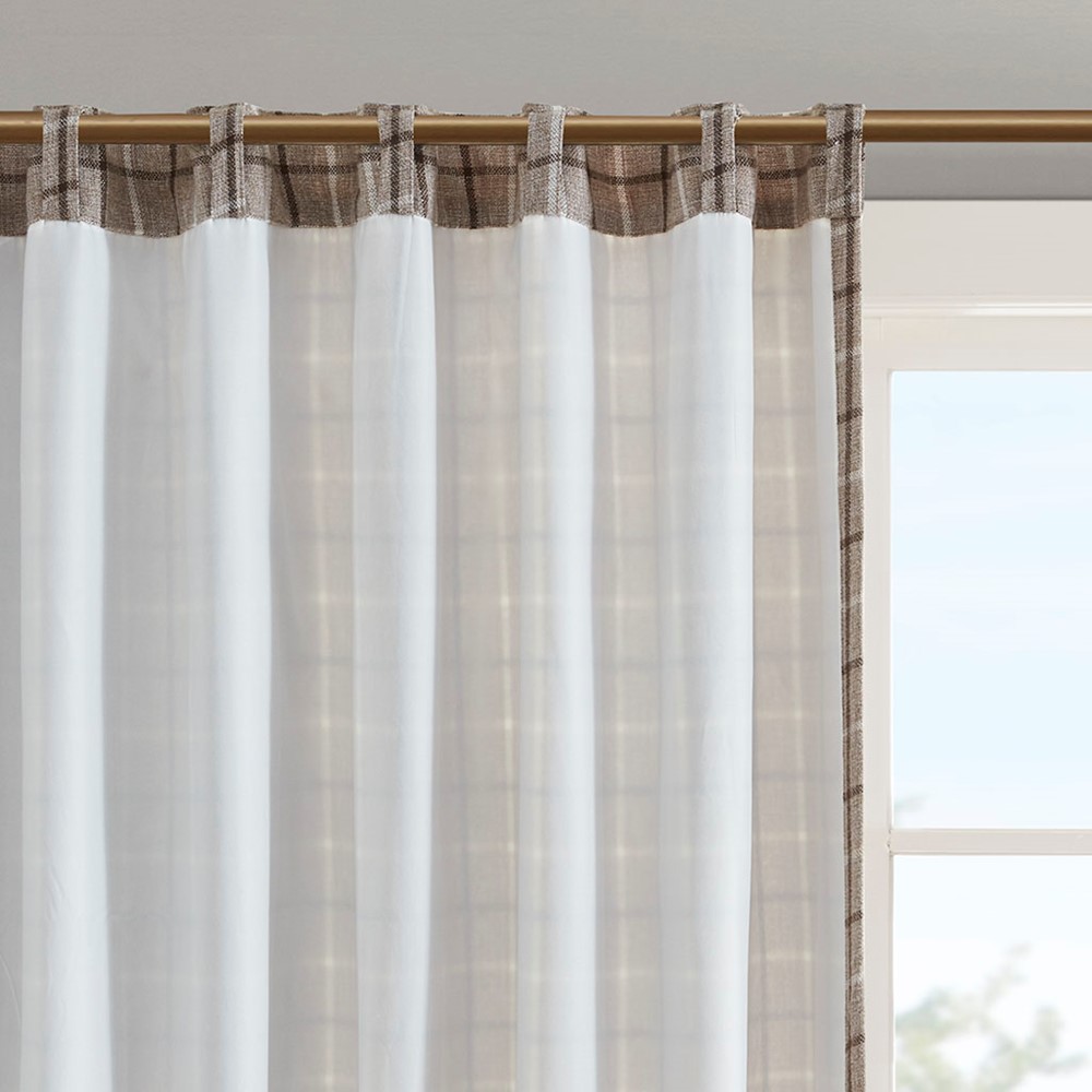 Madison Park Anaheim Plaid Rod Pocket and Back Tab Curtain Panel with Fleece Lining in Brown, 50x108" MP40-8523 - Image 3